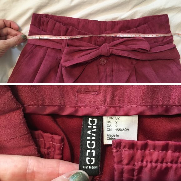 H&M high-waisted, paper bag tie shorts, faux suede - Picture 3 of 5